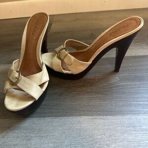 Aldo Cream Wooden Style Heels